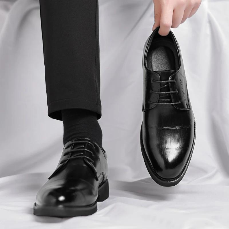 Men's Leather Shoes Outdoor Leather Lace-Up Men's Business Dress Shoes Casual Wedding Party Fashion Brogue Shoes for Men