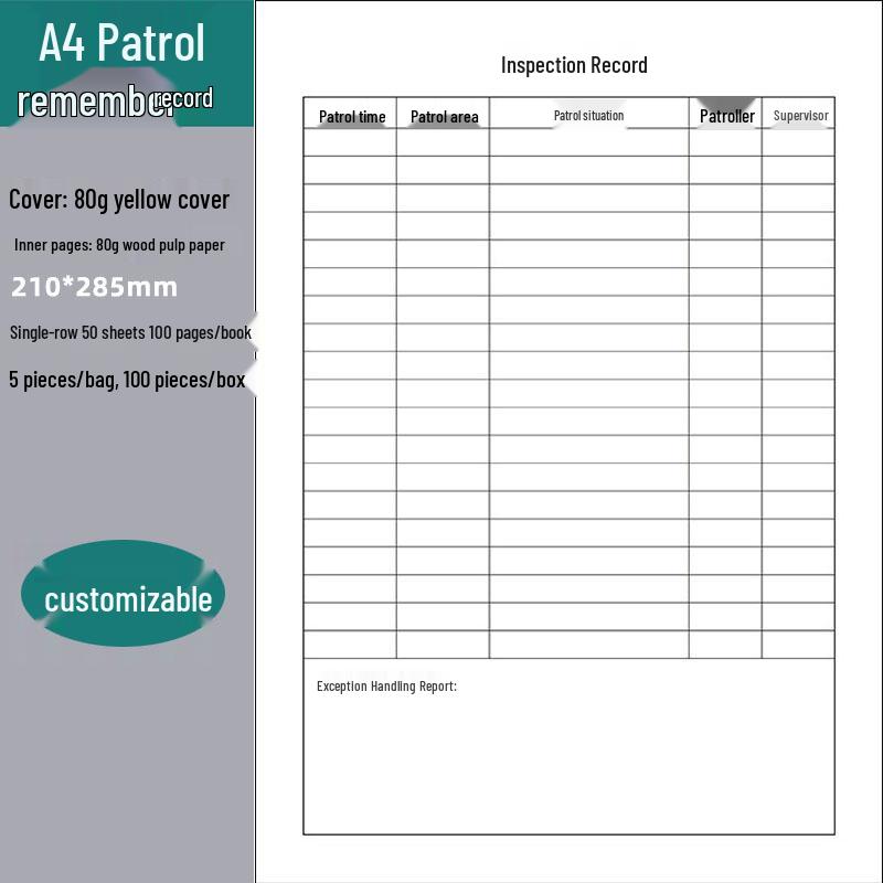 A4 Visitor Registration and Duty Logbook
