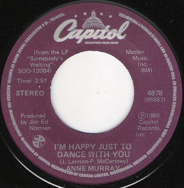 

7inch Record ANNE MURRAY Im Happy Just To Dance With You 4878 Capitol Records 1980 Canada Rock Used