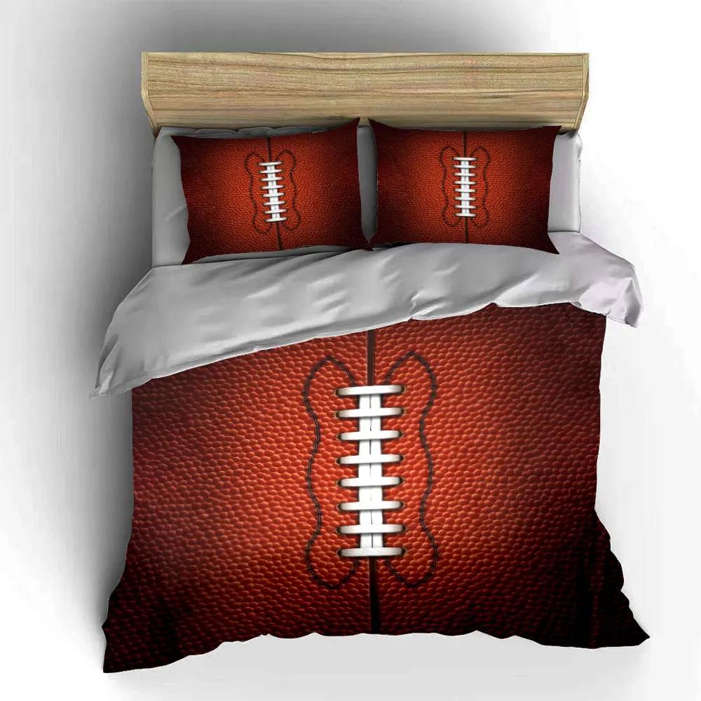 3Pcs Realistic Football Bedding Set Detailed Football Stitching and Texture Print Duvet Cover Bedroom Decor 3pc