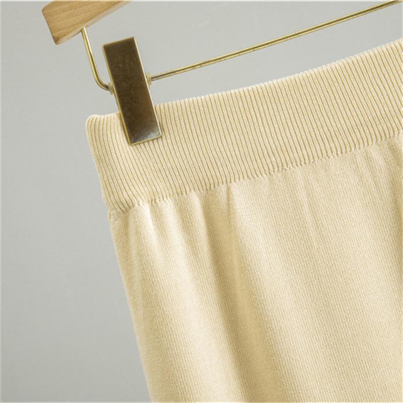 Autumn Women's Collar Half Skirt Set Knitted POLO Collar Simple Hollow Solid Color Loose Long Skirt Set