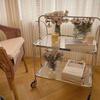 Storage Rolling Cart 2 Tier Glass Utility Organization Mobile Shelving for Bedroom Living Room