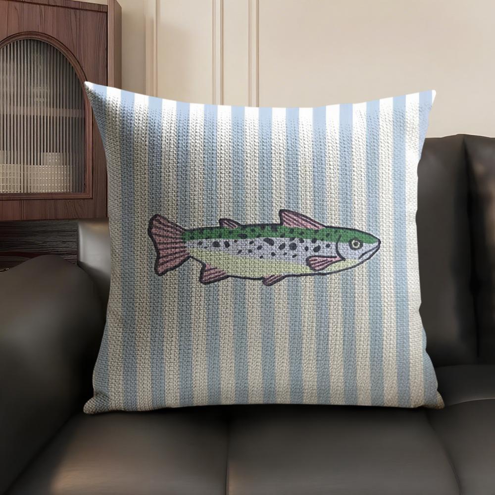 

Simple Striped Marine Animals Cushion Cover Natural Linen Organic Fabric DoubleSided Printing Sofa Home Decor Gift Pillow Case 30x30cm