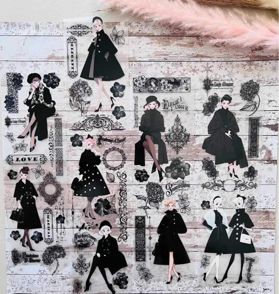 1 Loop Cute Beautiful Fashion Girl Lady /coffee/mirror Masking PET Washi Tape