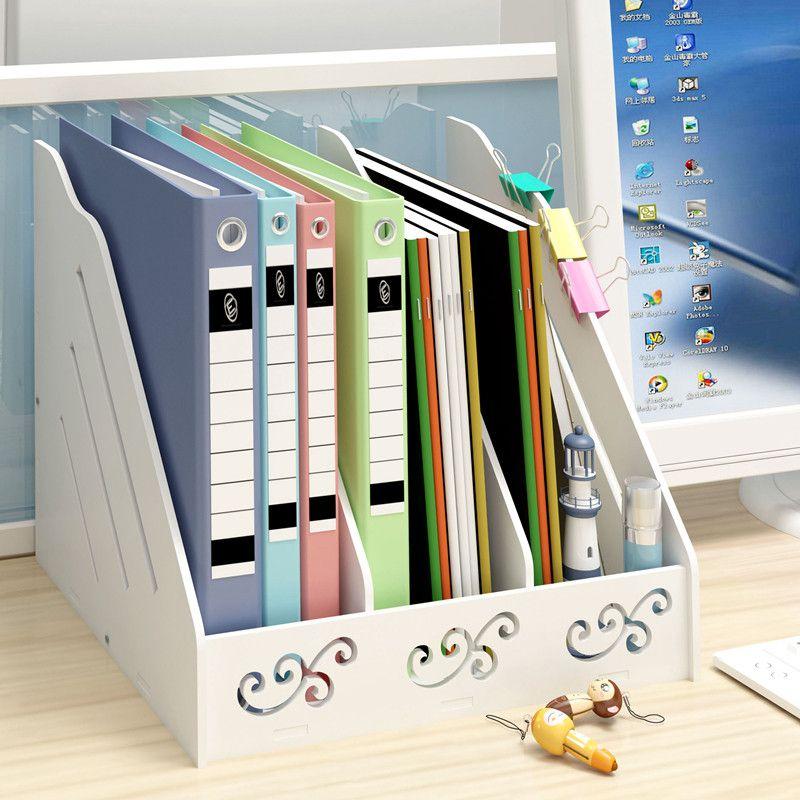 Office Desk Multi-Layer Storage Box Vertical Data File Rack Three-Compartment File Rack