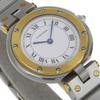Cartier Santos Round SM Uhren 84038288 cal.81 weißes Zifferblatt Edelstahl/YG Quarz Analoge Anzeige Damen Gebraucht