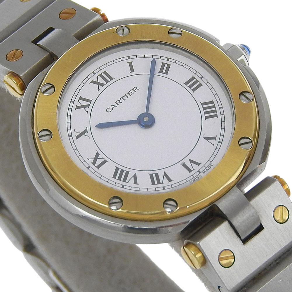 Cartier Santos Round SM Watches 84038288 Cal.81 whiteDial Stainless Steel/YG Quartz Analog Display Women Used