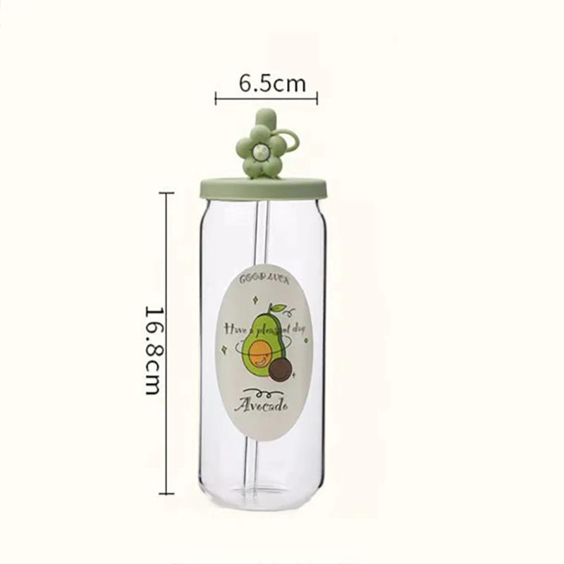 Straw Glass Cups High Appearance Couple Cups High Temperature Resistance Large-capacity Water Bottles Portable Summer Cola Cup