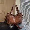 Zipper Closure Soft PU Shoulder Bag Large Capacity Tote Bag Chic Handbag  Travel