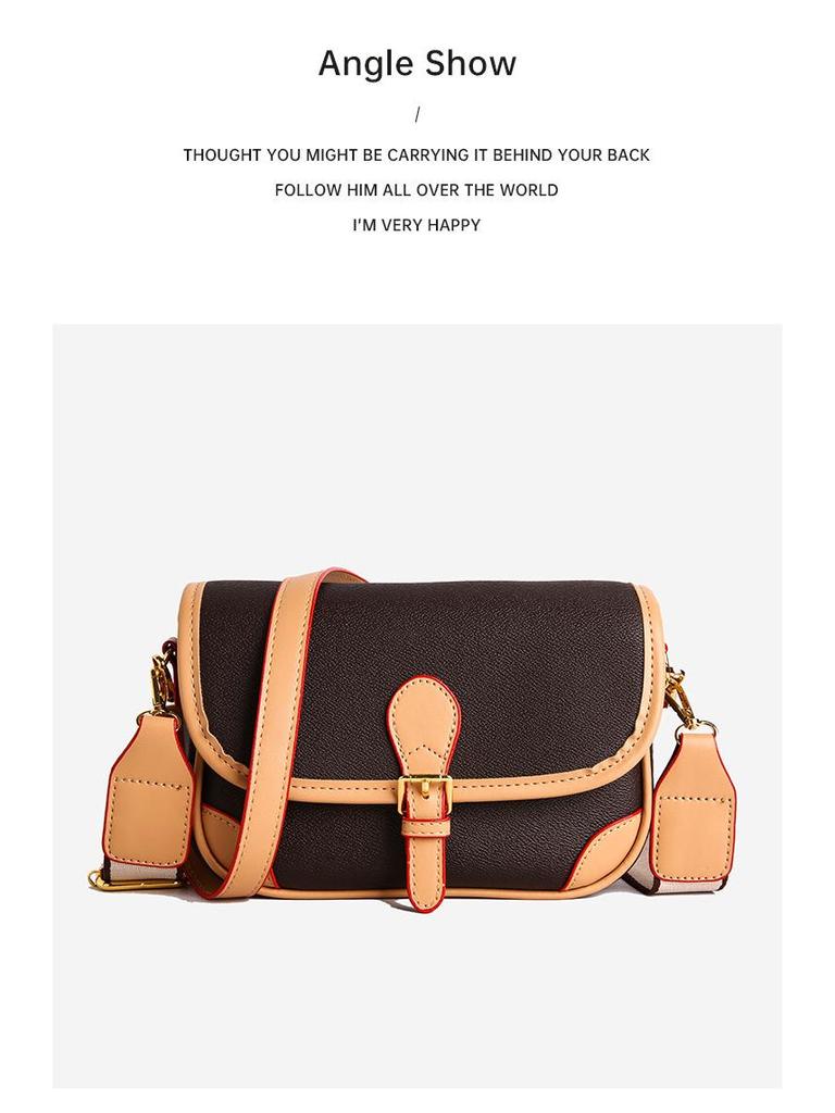 Women's Vintage Color Block Saddle Crossbody Bag - Large Capacity, Single Shoulder, Commuter Style 2025