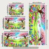 Cartoon Spring Cherry Blossom and Flower Backdrop Kids Party Photo Booth Background Banner