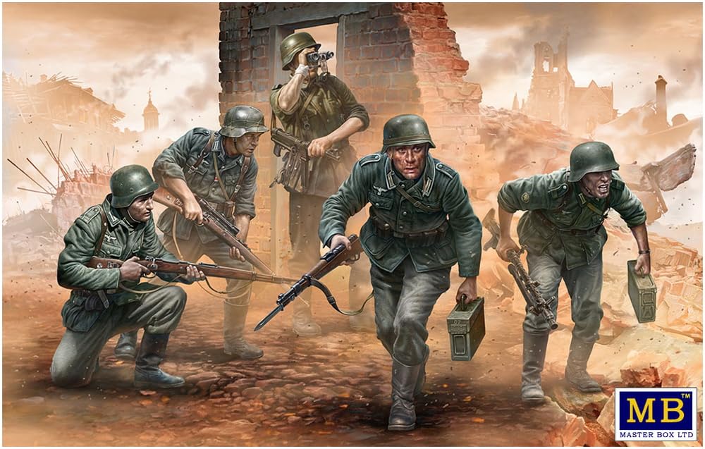 Master Box 1/35 Scale World War II German Infantry (5 Figures) in Early War Uniforms Plastic Model Kit MB35177