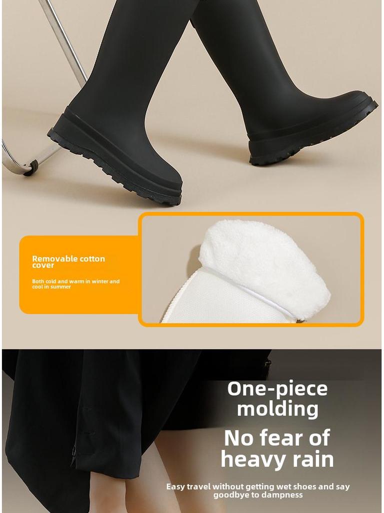 Damen Trendige High-Top Wasserdichte Regenstiefel - Rutschfest, Plüsch, Warm, Vielseitige Outdoor-Schuhe - Koreanischer Hot-Style