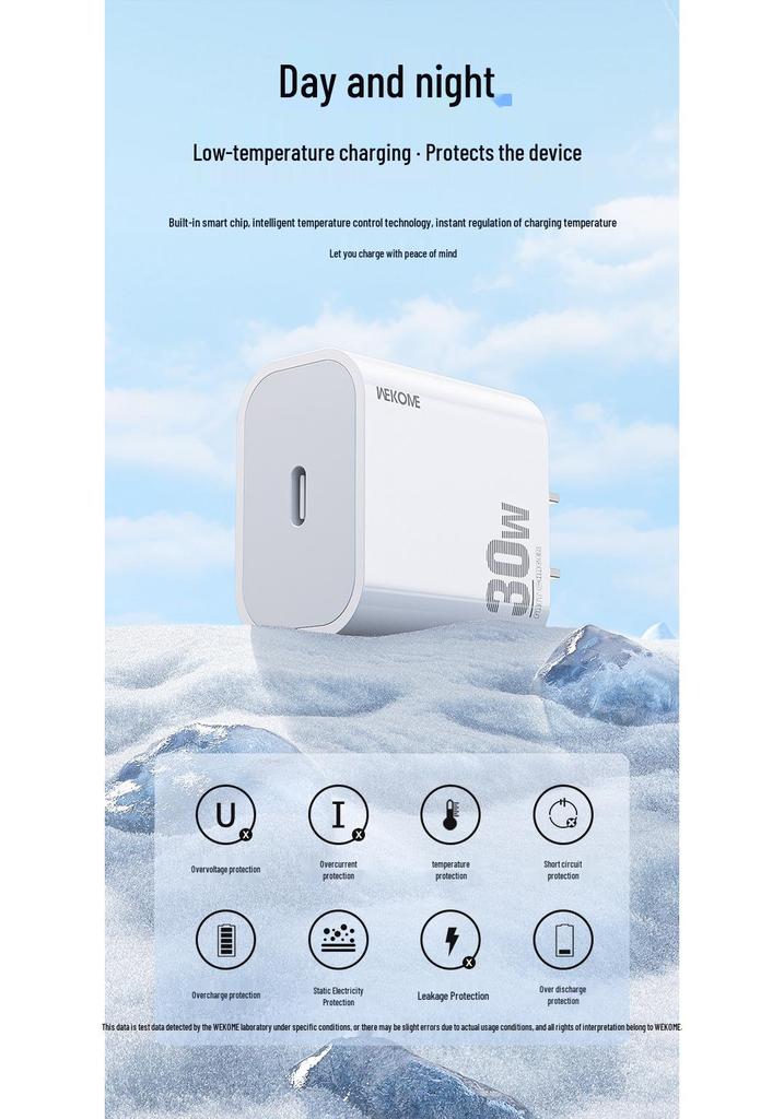 Wekome 3C Certified 30W GaN Fast Charger for Apple & Huawei Phones