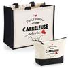 Gift Set - PLANETEE - Duo Jute Tote Bag Pouch «Bazaar of a Beloved Tiler» - Jute & Cotton - HD DTF Printing - Made In France