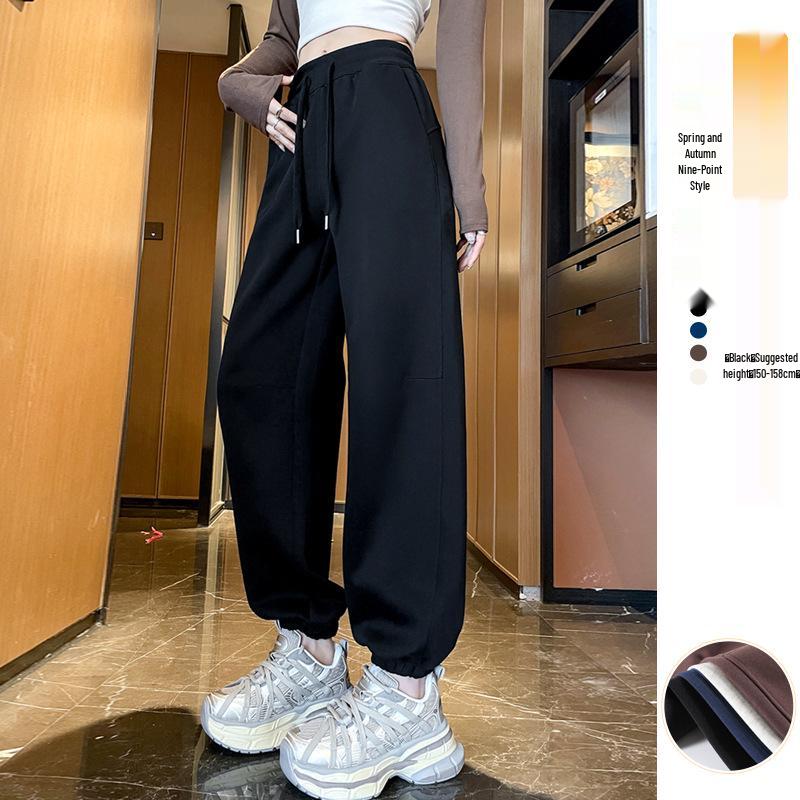 

Темно-синие женские петит спортивные штаны гаремы с высокой талией свободного кроя - Весенне-осенние стройнящие в стиле фонарик XXL