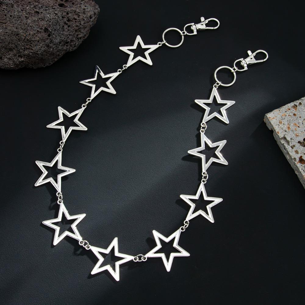 Five-Pointed Star Pants Chain Hollow Out Jeans Chain Fashion Bag Chain  Jeans Accessories серебряный