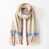 Gradual Change Splicing Women Autumn and Winter Thickened Warm New Imitation Cashmere Fringed Scarf Versatile Fashion Cold Scarf