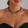 Irregular Heart Beaded Crystal Necklace - Dark Y2K Girly Style
