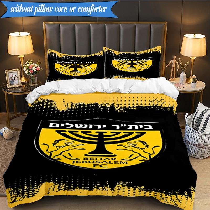 3PCS Beitar Jerusalem Football Club Printed Soft Bedding Set,Including 1pc Duvet Cover And 2pcs Pillowcases Perfect for Bedroom, Dormitory, Fan gift