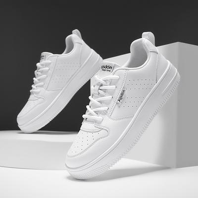 Men's Shoes Summer Little White Shoes 2025 New Sports Shoes Versatile Platform White Board Shoes Men's Punching Breathable Casual Shoes