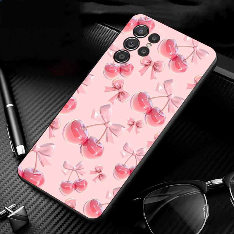 Phone Case For Samsung Galaxy S26 S25 S24 S23 S22 Ultra S23 S22 S25 Plus S24FE S23FE S26Edge Cute Pink Heart Bow