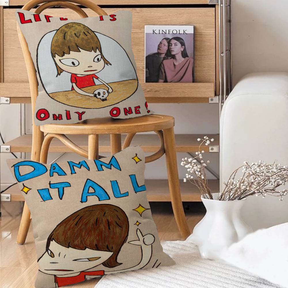 Yoshitomo Nara Pillow Cushion Cover Pillowcase Living Room Sofa Home Decor