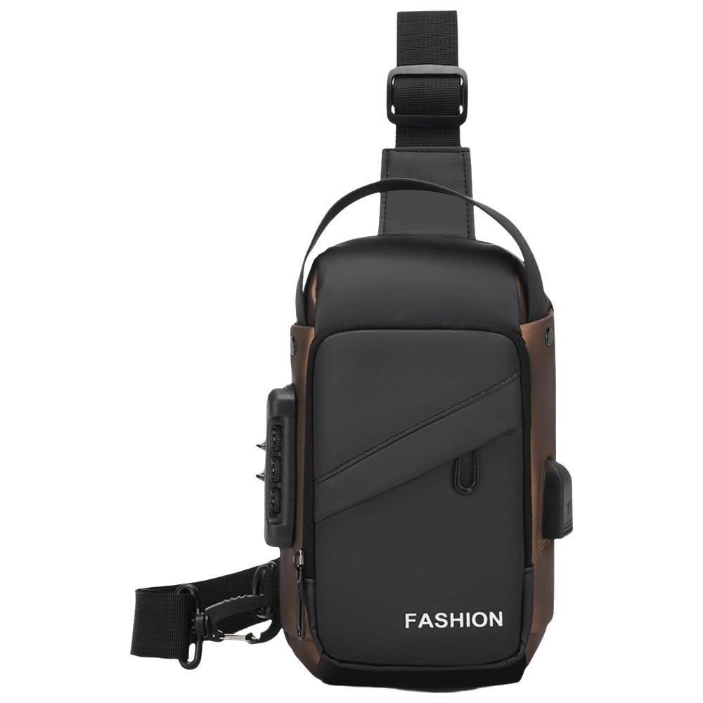 Anti-theft Men's Chest Bag USB Charging Port Shoulder Crossbody Bag Password Sling Bag  Travel