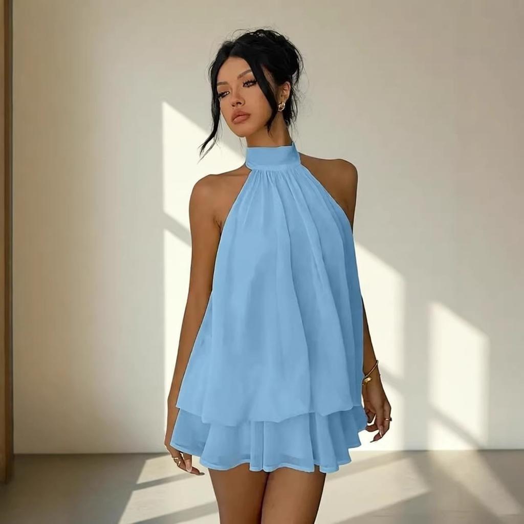 European Style Vacation Maxi Dress Chiffon Mini Skirt Summer Sexy