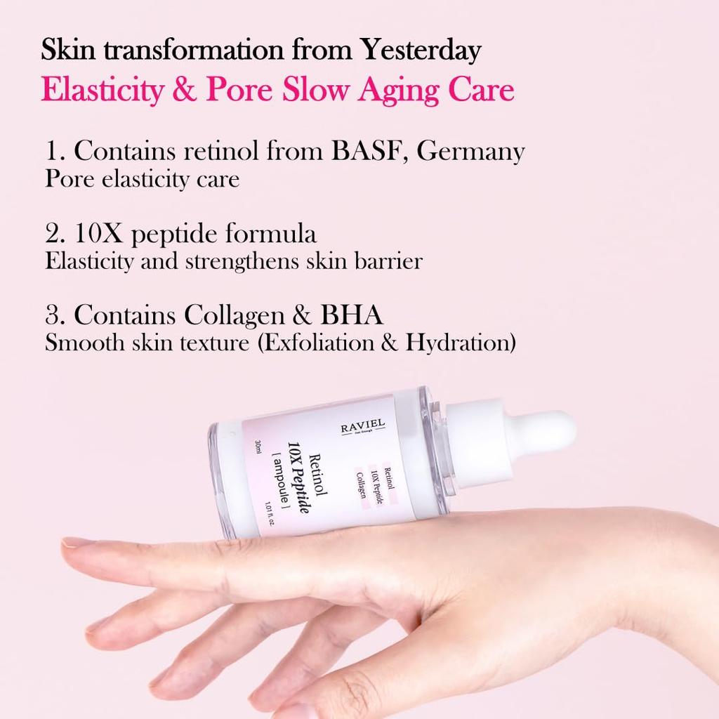 Raviel [Pore Firming] Exfoliation & Sebum Care Collagen 10X Peptide Retinol Ampoule 30ml