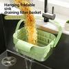Hanging Foldable Expandable Sink Colander Kitchen Food & Fruit Residue Filter Basket Space-Saving Sink Strainer for Home Kitchen