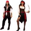 Costume di Coppia Pirati Caraibici Carnevale Halloween Capitano Cacciatrice Clubwear Tuta da Gioco Cosplay Vestito Elegante per Festa