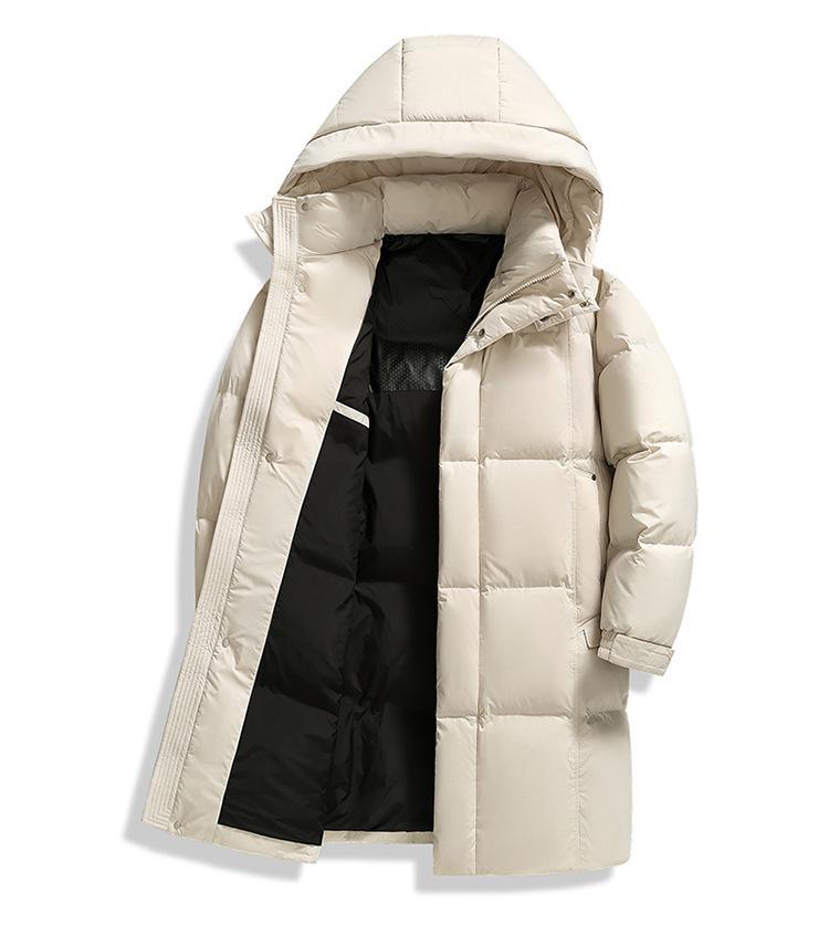 Men's Thickened Long Down Jacket - Winter Casual Over-the-Knee 90% White Duck Down Coat