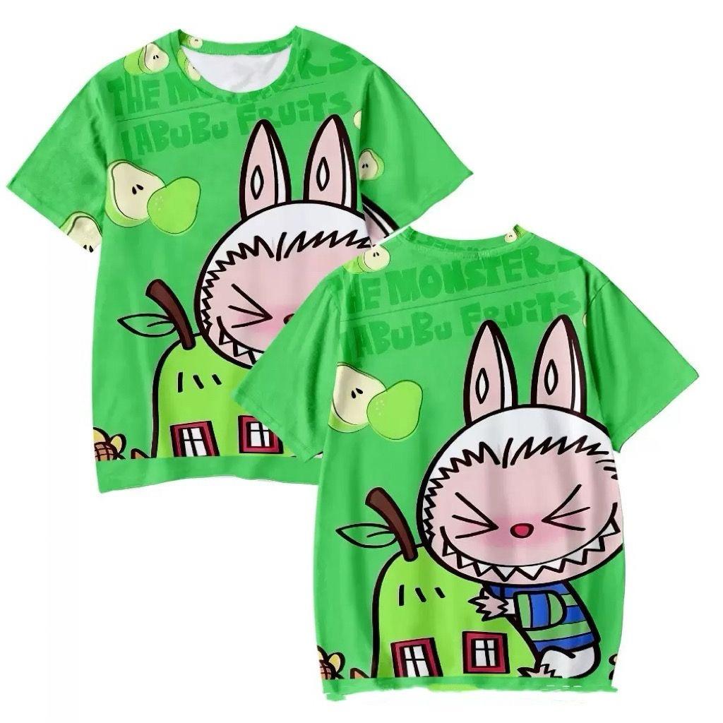Labubu 3D-Druck Kinder T-Shirts Cartoon Junge Mädchen T-Shirt Paar Kurzarm Kinder Eltern-Kind Gleicher Stil