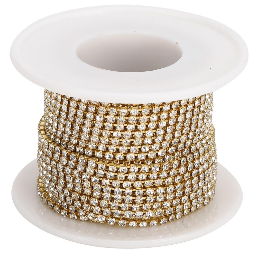 10 Yards Rhinestone Chain Roll SS6 2MM Close Chain Trim For Mobile Phone Shell
