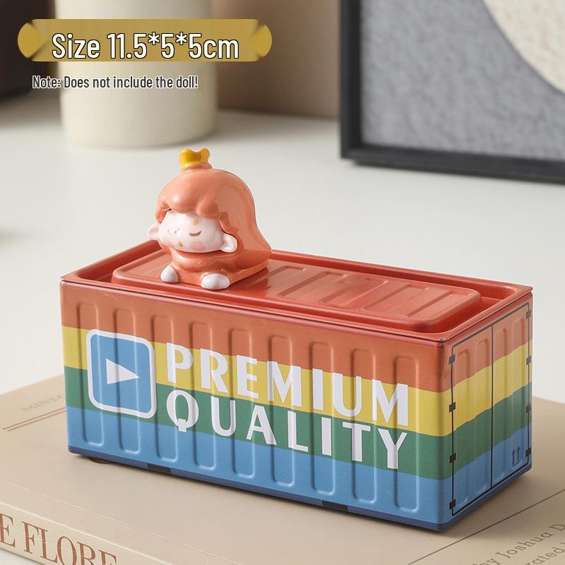 Retro Tinplate Flip-Top Mini Storage Container for Desktop Display