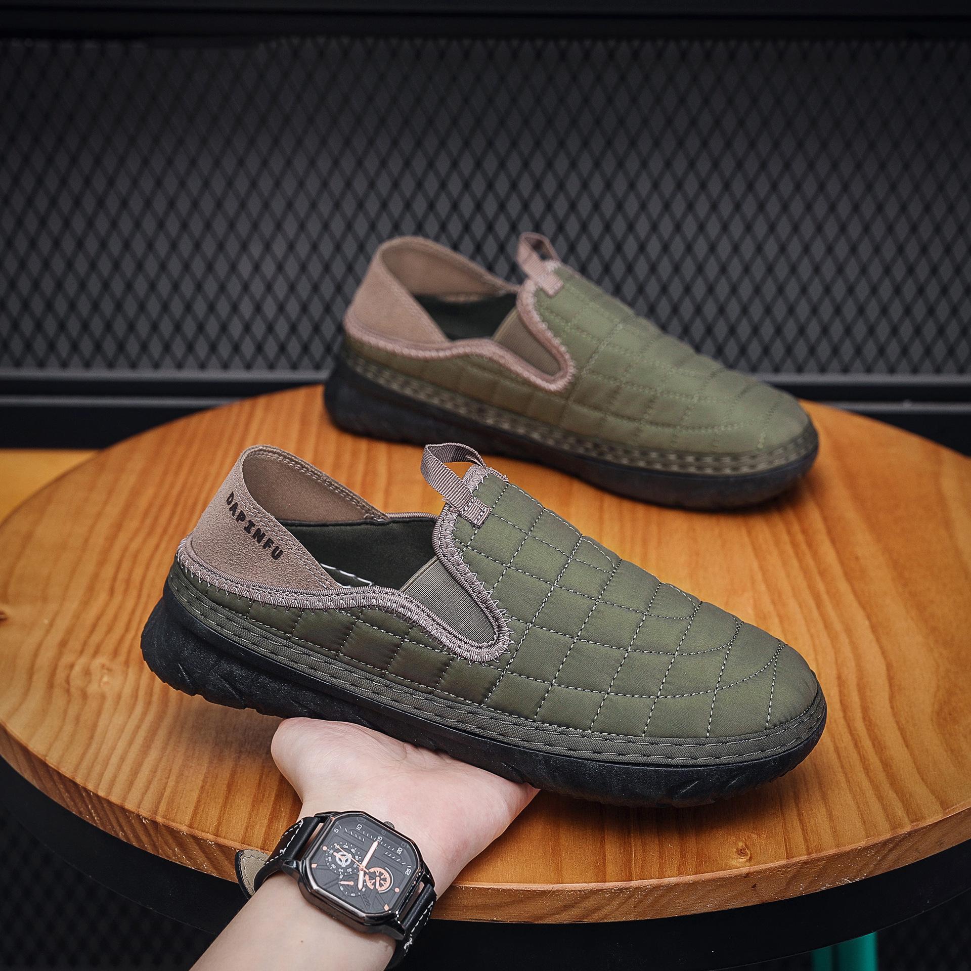 

Зимняя мужская повседневная обувь Slip-On Lazay Shoes Outdoor Soft Soled Comfortable Non-Slip Low-Top Loafers Shoes Men 2 Ways To Wear 44 армия зеленый