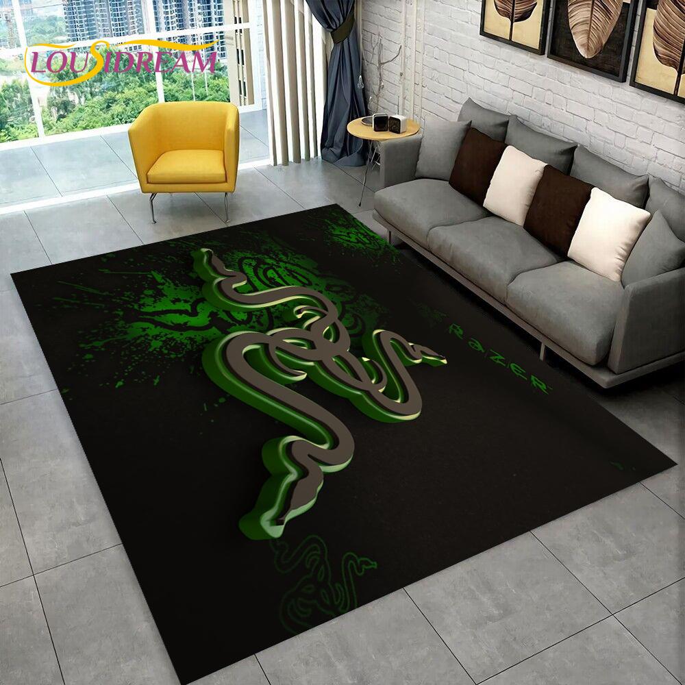 3D Razer Logo Game Gamer Snake Carpet Rug for Home Living Room Bedroom Sofa Doormat Decor,kids Play Area Rug Non-slip Floor Mat
