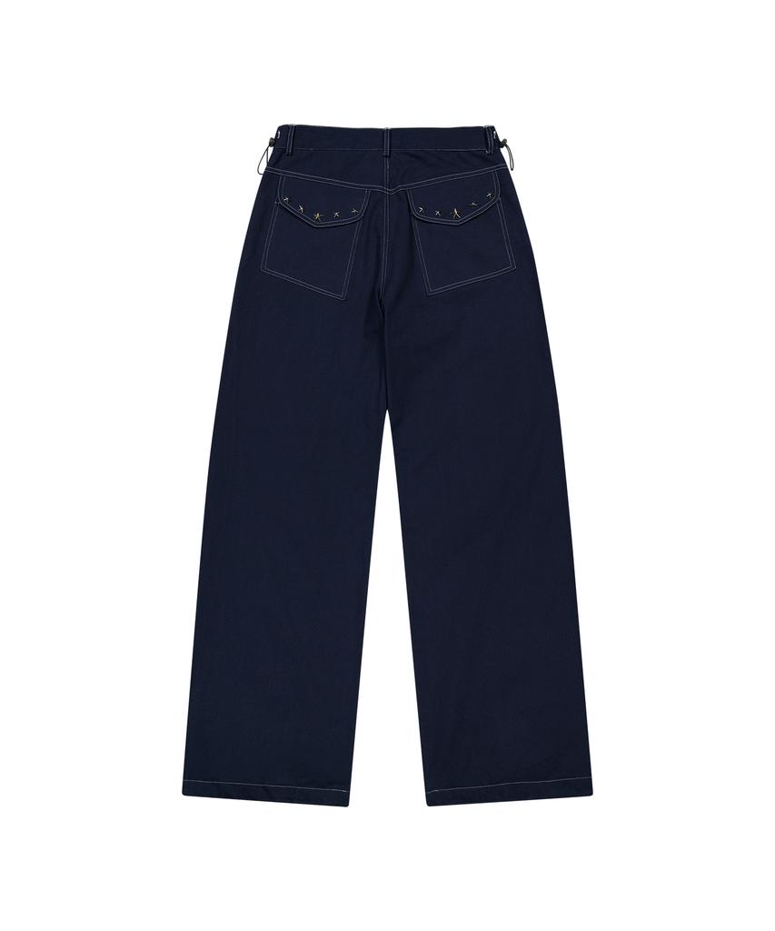 Tansanmageunesyum Juyoung X Carbonated Cotton Wide Star Stud Pants (Navy)