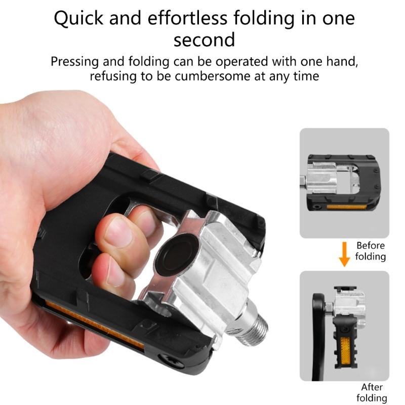 Folding Bike Pedals with Reflective Strips Universal Non-Slip Cycling Pedals