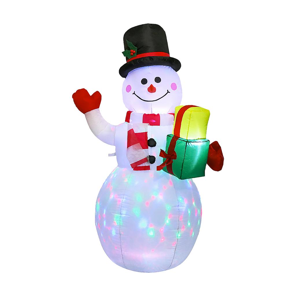 5FT jule gummibåt Snømannformet LED roterende fargede lys Blow Up Xmas oppblåsbare rekvisitter