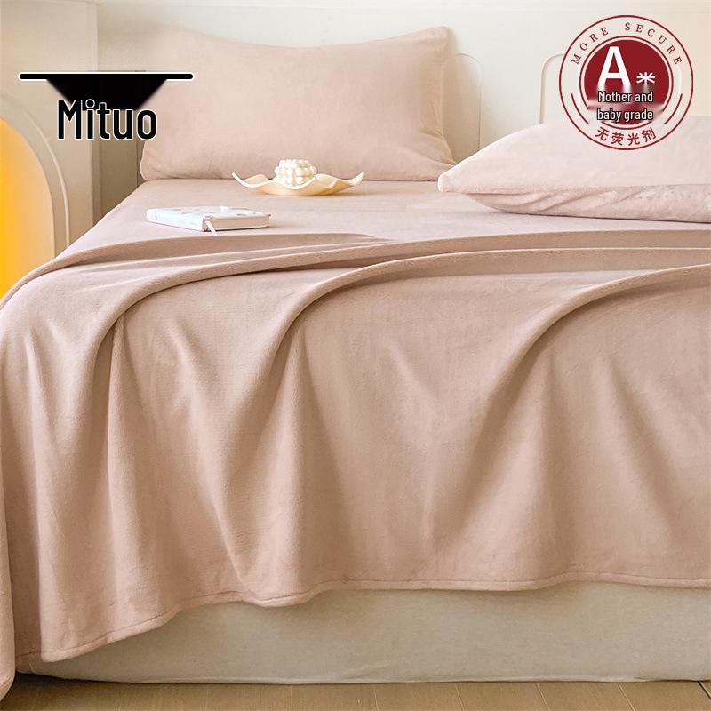 

Толстый комплект постельного белья из молочного бархата, фланели и кораллового флиса, 3 предмета - Зимнее тепло для односпальной кровати Single Sheet: 120x230cm (0.8/0.9m Student Bed)