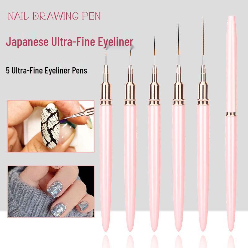 Japanische Nailart Liner Stifte: Set mit 5 Kupferröhrchen zum Zeichnen von Linien, Punkten, Blumen und feinen Details.