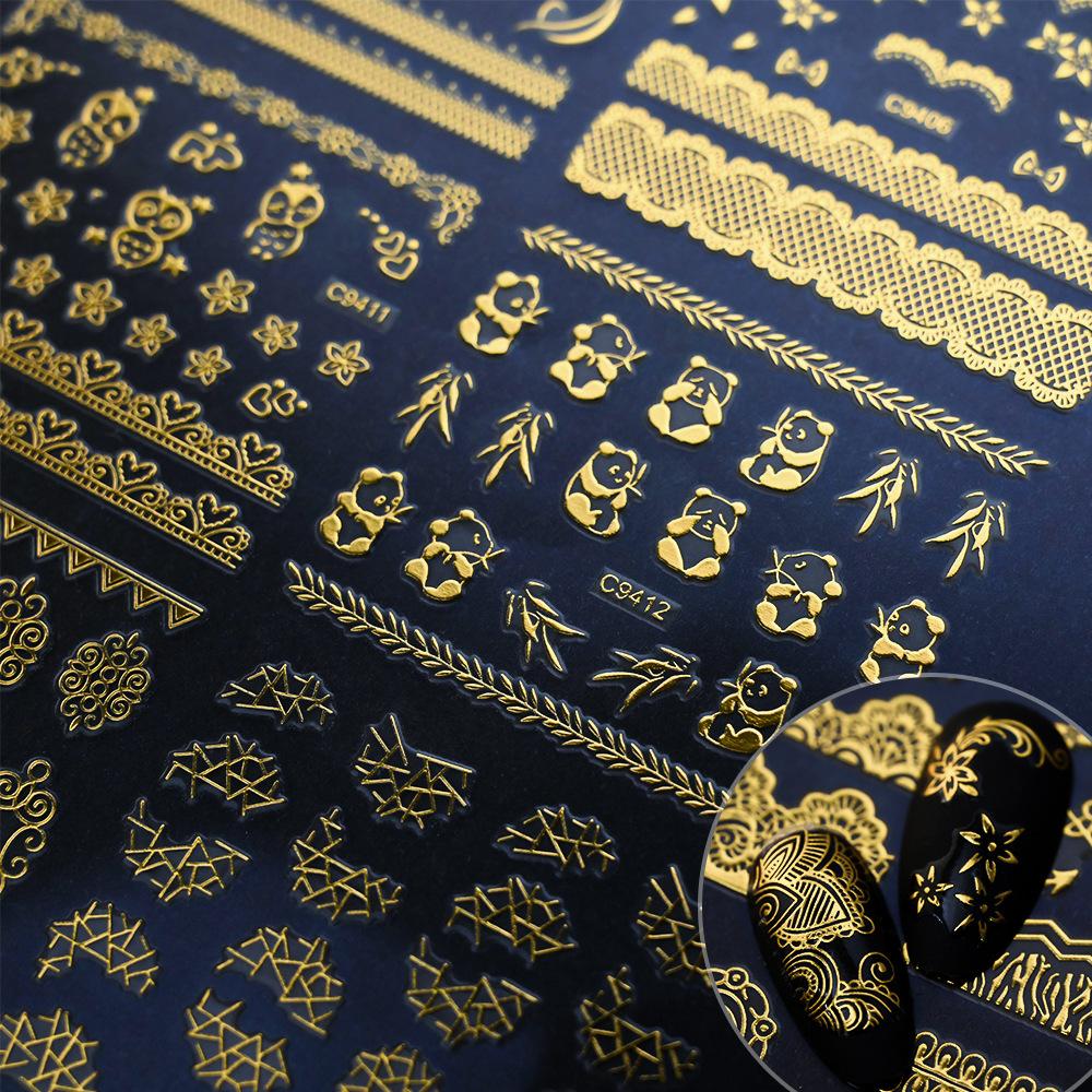 Exotic Egyptian Cat Set Nail Art Sticker Simple Solid Color Egyptian Cat Bronzing 30 Small Set Nail Decoration