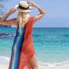 New Vintage Colorful Knit Bikini Cover Up Sexy Knit Cutout Side Slit Tank Top Long Dress Women Beach Swimwear Cover Up Q1403