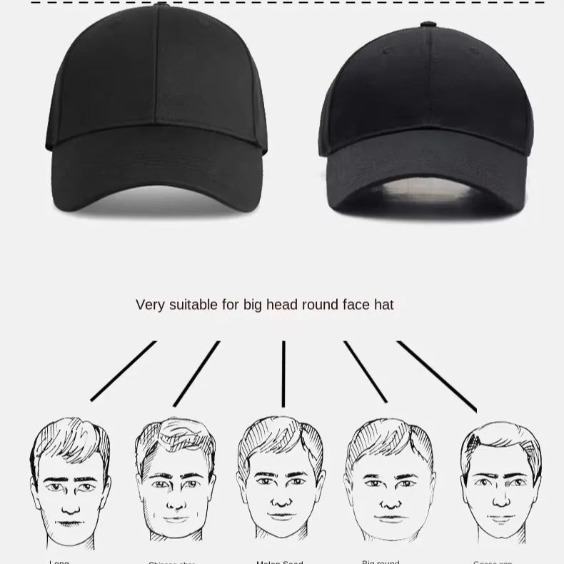 Big Head Baseball Caps for Men and Women, Daily Low Profile, Snapback, Adult, Outdoor Sports, Vintage, Oversized, pus Size
