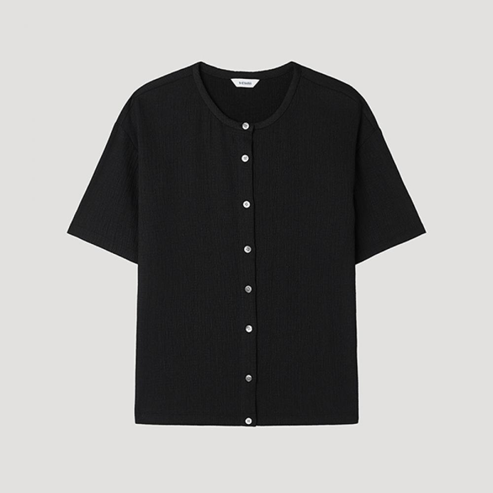 

[She S miSS] Pleated Button blouSe Swwblp22170 Bk blacks/55