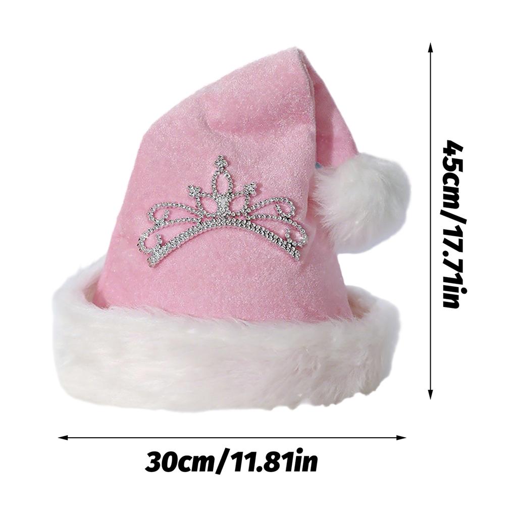 Adult Children Christmas Crown Hat Santa Claus Plush Cap New Year Christmas Party Decoration Red Pink Hat Festive Party Supplies
