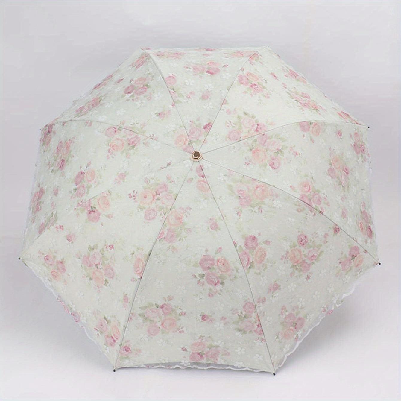 

Двухслойный кружевной зонт от солнца с принтом, виниловая защита от солнца, УФ, маленький, свежий, для дождя или солнца