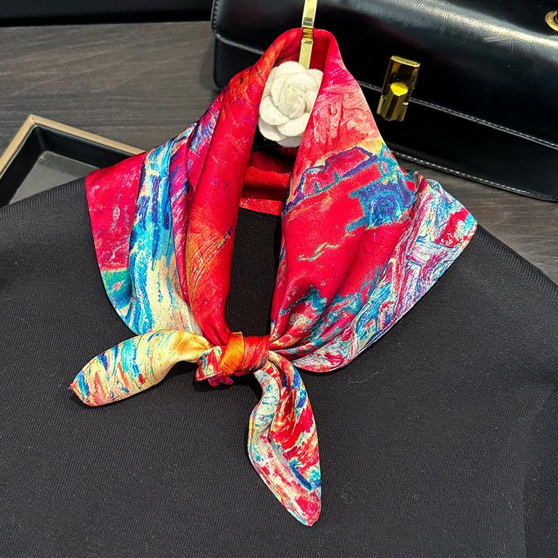100% Natural Silk Scarf Women Luxury High Quality Headband Square Foulard Female Neckerchief Shawl Wraps Hijab Bandana Scarves